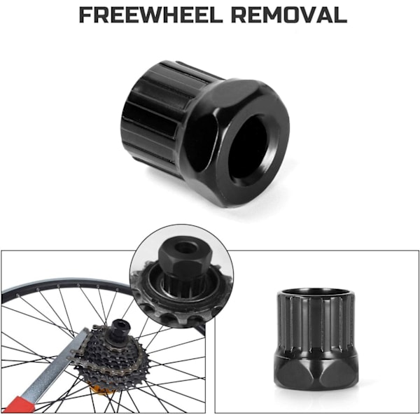 Cykelreparationsverktygsset inkluderar vevlageravdragare, skiftnyckel,