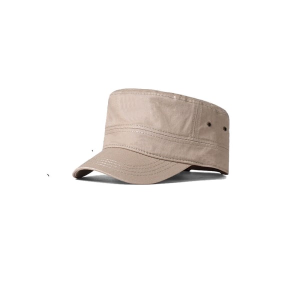 En bomulls khaki militærhatt, 56-60 cm, justerbar for menn og