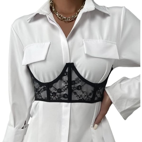 1kpl (musta) naisten läpinäkyvä rintakorsetti läpinäkyvällä mesh