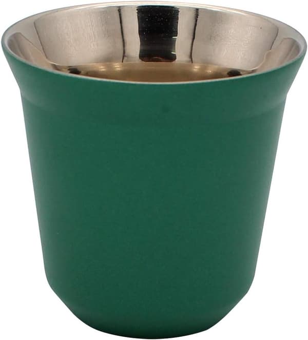 Kaffe-/Espresso-kopp i rostfritt stål (Grön, 6,2 * 6,2 cm), Dubbel