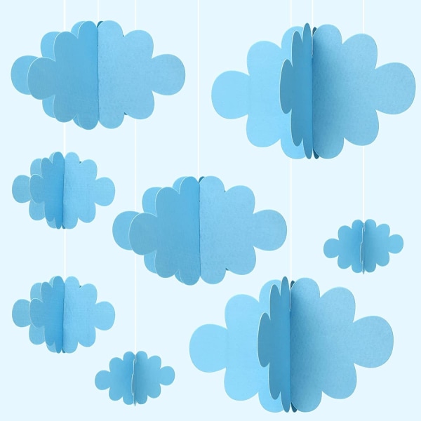 16 stycken blå 3D-moln hängande filt Fake Cloud Ceiling Wall