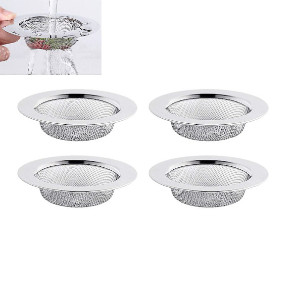 4 stk. rustfrit stålvaskfilter, 7,5 cm afløbsfilter, vasksi, køkkenvasksi