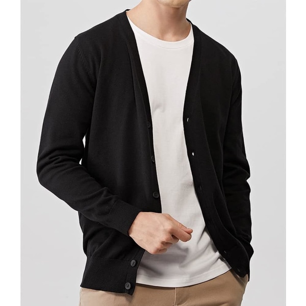 (m) Herrecardigan med knapper, let strik