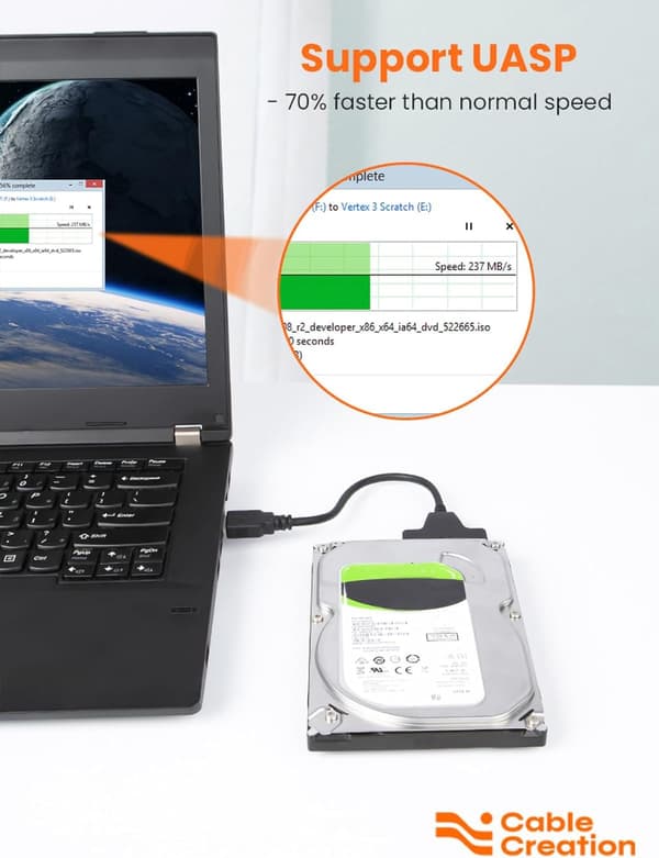 CableCreation SATA til USB 3.0 Kabel, USB 3.0 til SATA Adapter, Kompatibel med 2,5” SATA III HDD&SSD Harddiskdrev