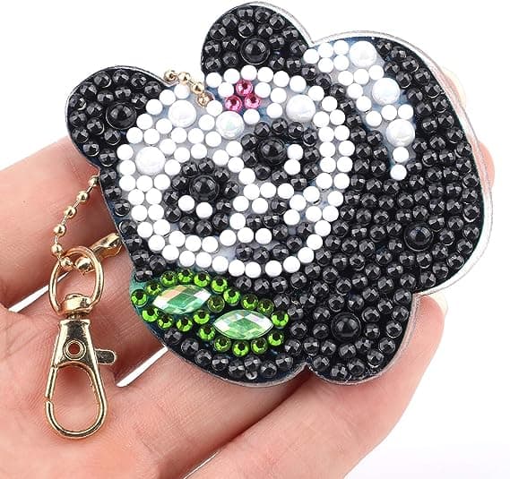 5 st DIY 5D Panda Diamantlackerad Nyckelring, DIY Strass