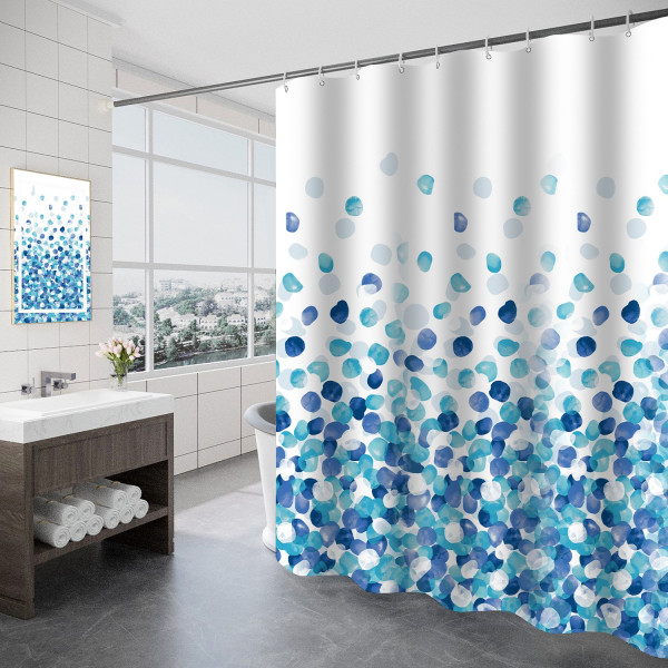 Shower curtain 180x100 cm (blue petals), polyester shower