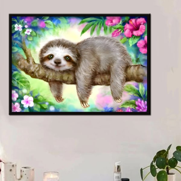 DIY 5D Sloth Diamant Full Diamond Set 30*40cm, Vatten Djur