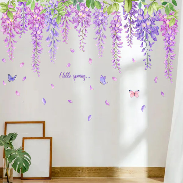 Set of 2 Wall Stickers Purple Vine Room Decor Vine Leaves Wall