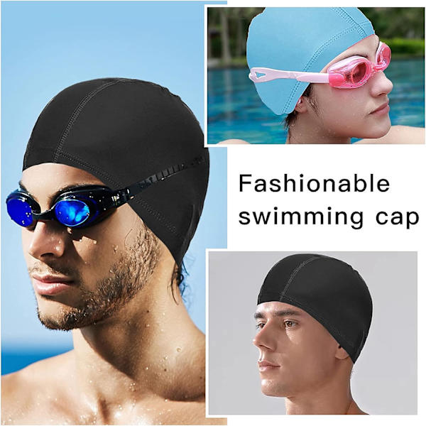 2-pack Badmössa för Vuxna, Mjuk PU-Tyg, Simning i Poolen