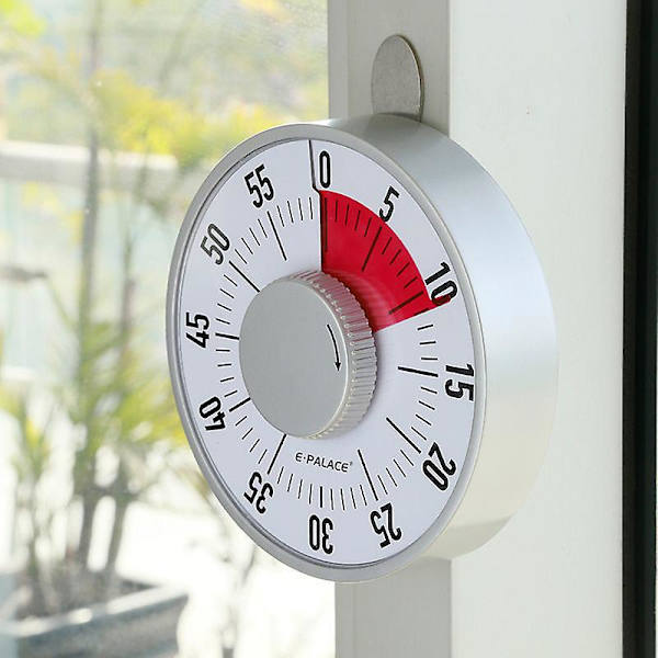 Jättemekanisk timer - 60 minuter - Stora siffror - Fristående eller magnetisk - Timer kök, klassrum - Hantering