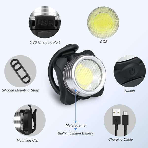 Cykellampor, Laddningsbara Kraftfulla LED-Cykellampor Set Fram