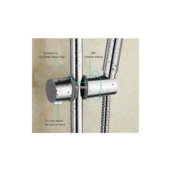 Utbyttbar hånddusjbrakett, dusjhodeholder, justerbar diameter 18-25mm, ABS forkrommet (sølv)