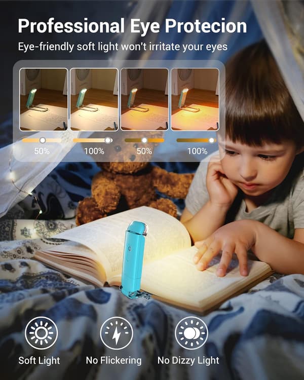Boglæsningslampe til børn, senge og bøger, foldbar bogklipslampe