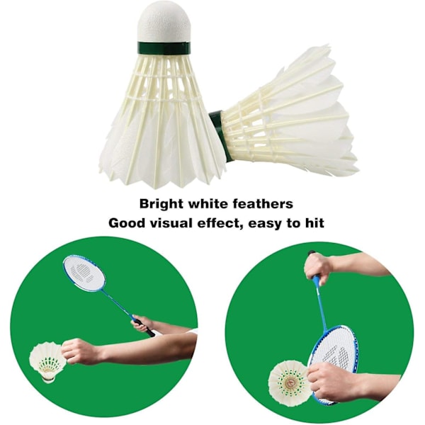 Badmintonfjädrar, 12-pack gåsfjäder badmintonfjädrar badmintonbollar med hög elasticitet och hållbarhet för inomhus, utomhus, sport
