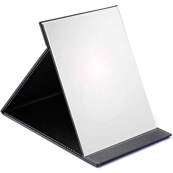 1 svart PU-läder smink spegel 17 * 12.2CM skrivbord smink