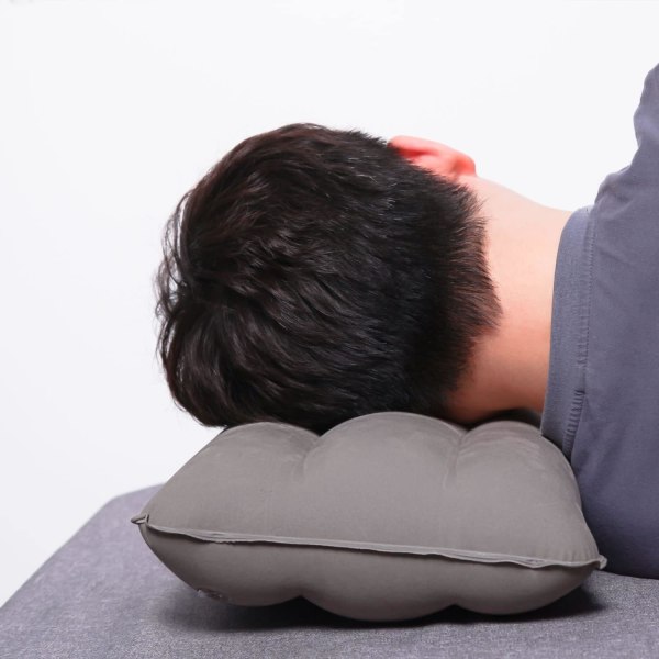 Inflatable Camping Pillow Beach Pillow Gray Travel Pillow