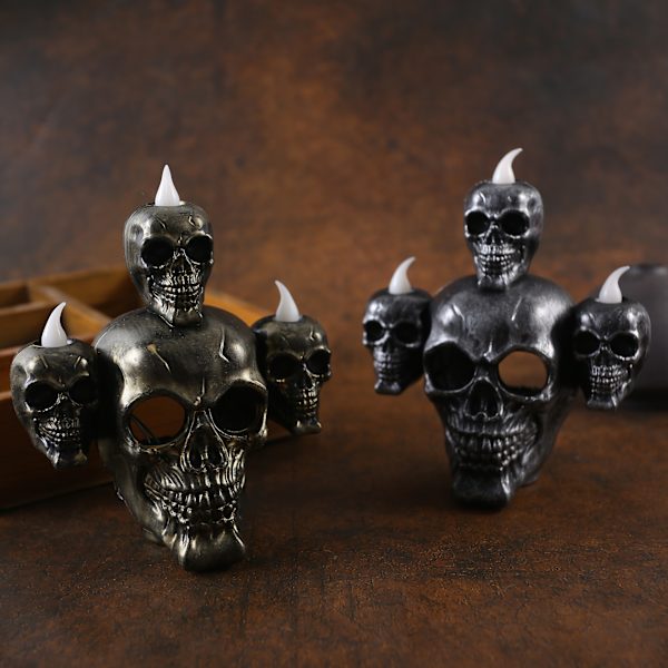 Sæt af 2 Scary Smoke Lamp Skull Head Pumpkin Lamp Elektronisk LED
