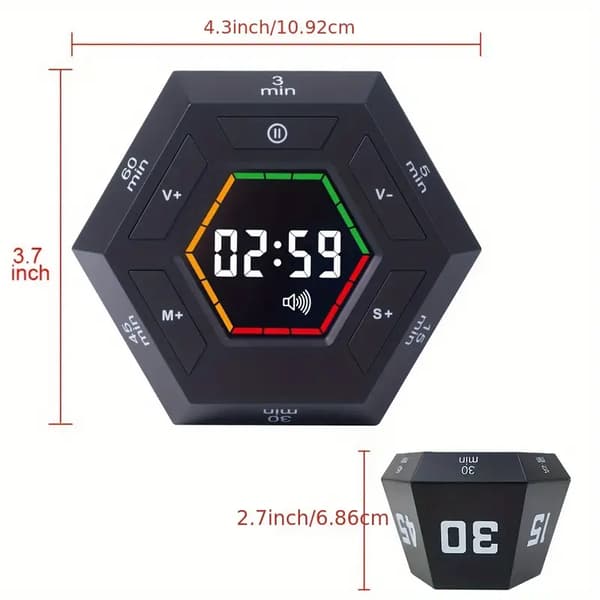 1 stk. Hexagonal Flip Timer Visuel Timer Tidsstyringsværktøj Produktivitet Tomat Timer Køkken Smart Digital Timer