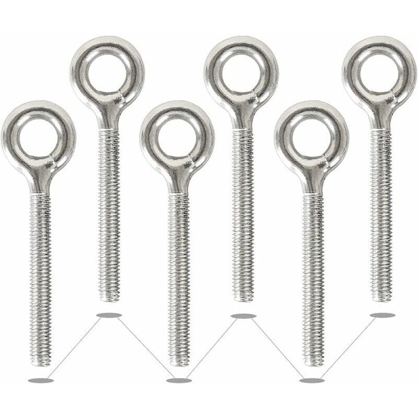 6-pack M10 304 rostfria stålringar stängda svetsade gängstångsöglor
