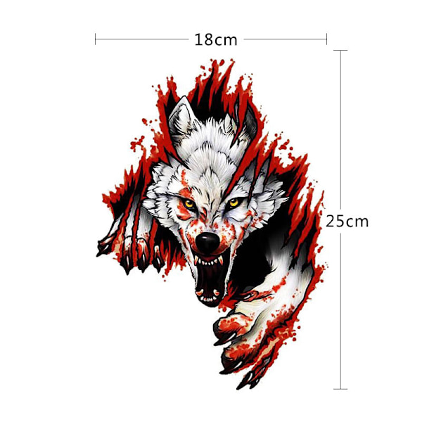 2 ark med 18 * 25CM 3D ulvehodesklistremerker, vanntette, bil