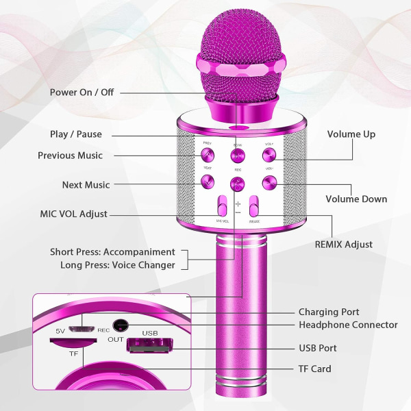 Karaoke Trådlös Mikrofon Handhållna Bluetooth mikrofoner För