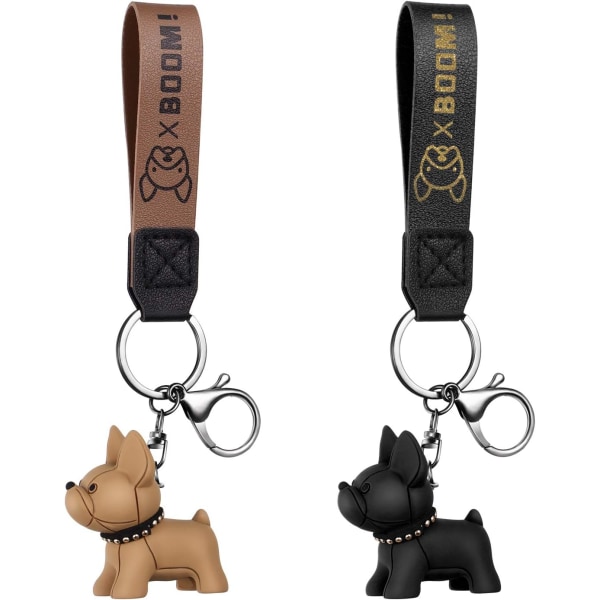 2-delad fransk bulldogg nyckelring - Kawaii Style - Söt nyckelring -