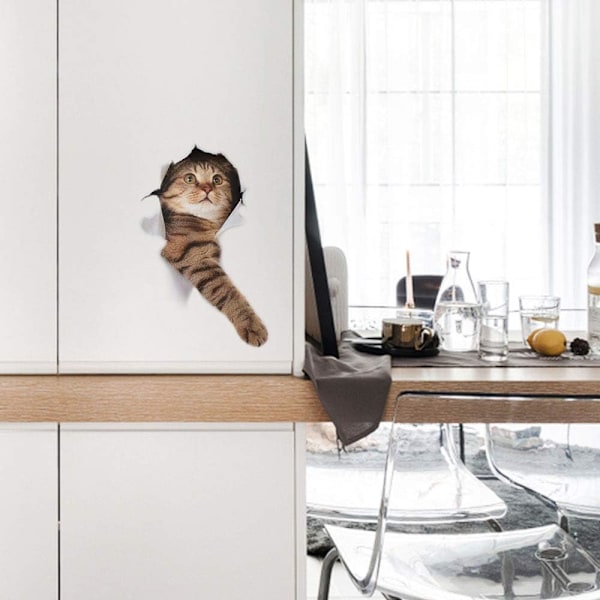 6 stk. 3D Katte Vægstickers, 3D Katte Stickers, 3D Katte Vægsticker