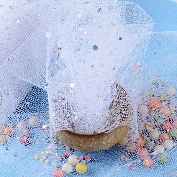 25 jaardia (22,5 metriä) * 15 cm rulla tylliä, glitterikuvioinen
