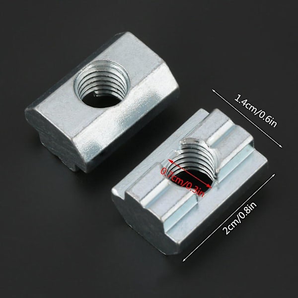 20 st Standard Slip Nut Galvaniserat Kolstål T Slip Nut för Aluminiumprofiltillbehör
