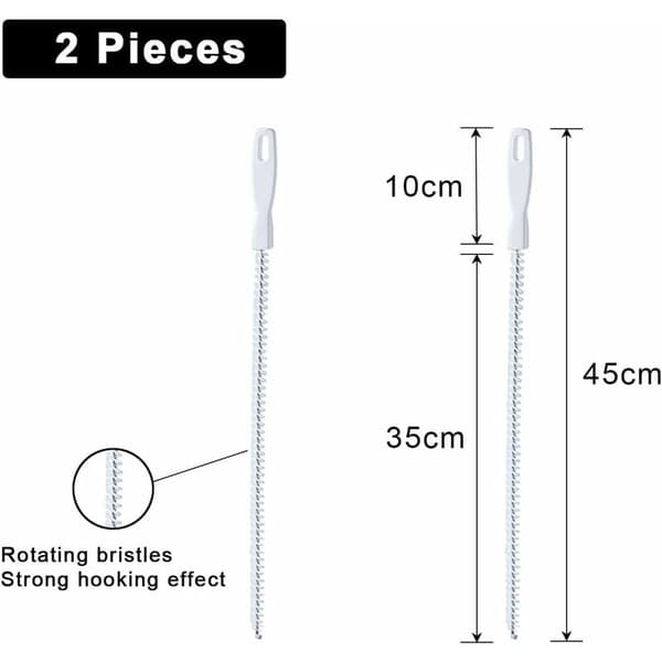 2 stk avløpsrensbørste, 45 cm fleksibel rørrensing