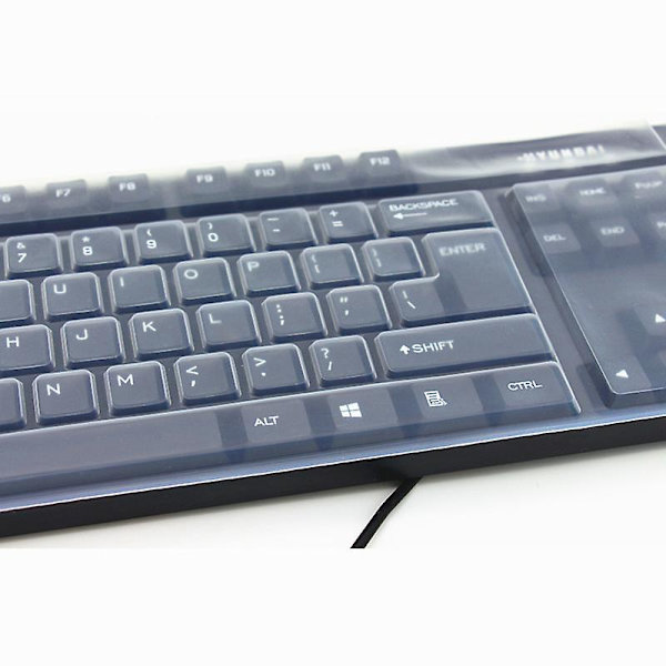 Universal Transparent Dammsäker Silikon Vattentät Tangentbordsskyddsskydd För Standardstorlek Dator Tangentbord 108 Tangenter Medium Klar