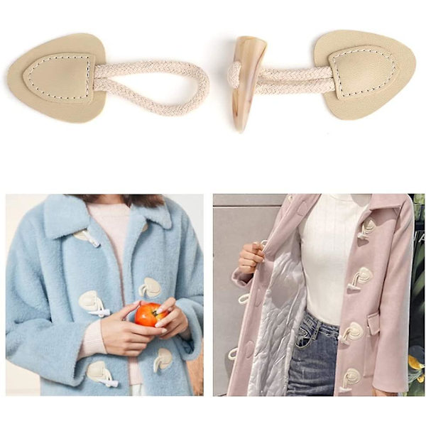 Läder Horn Toggle Knappar 8 Par Horn Fäste Knappar Pu Läder Sy Knappar Toggle Fäste För Diy Kläder Sy Tillbehör(beige Och Brow