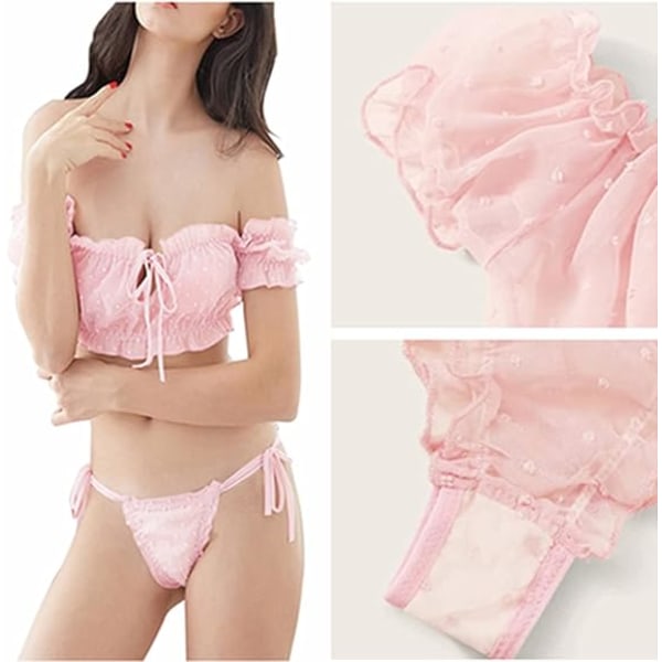 1 Stk. (Pink) Sexy Babydoll Lingeri Sæt til Kvinder, Sød Transparent