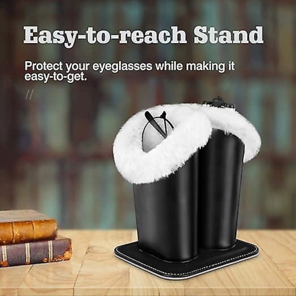 Glashållare, [2-pack] Modern sammetsfodrad plysch PU-läder magnetisk skyddande hållare, reptålig och dammtät stativfodral för glasögon och solglasögon