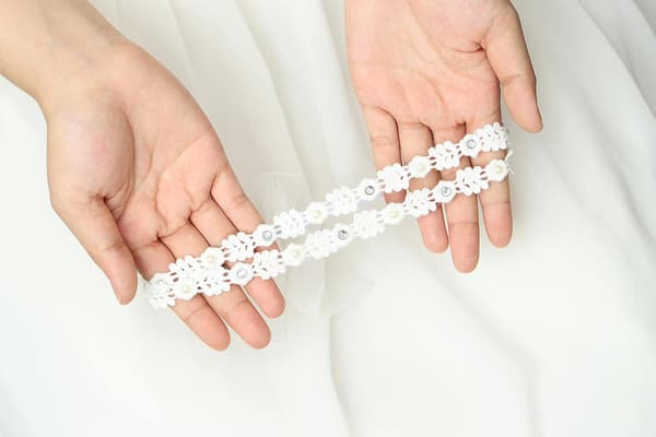 Babyflickor Elastiska Dubbla Spetsblommiga Hårband Mjuka
