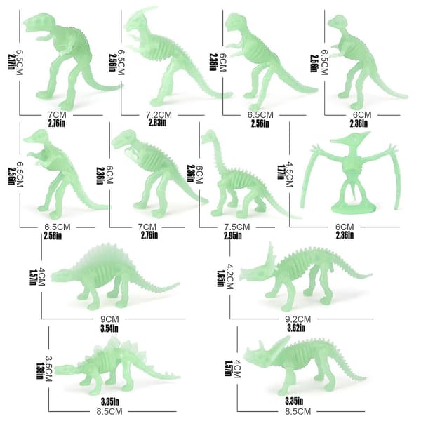 Lysende dinosaurmodell leker robuste 12 stk ornament gave til barn
