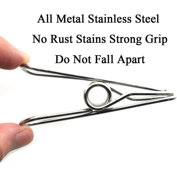 Tøjpinde Chip Clips Helt i Metal Rustfrit Stål Ingen Rustpletter