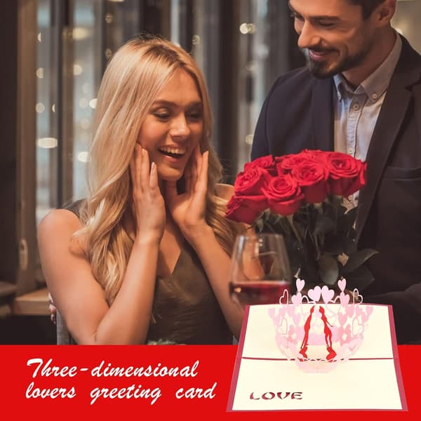 1 stk 3D Pop-up Kort Valentinsdag Kort Hilsenskort