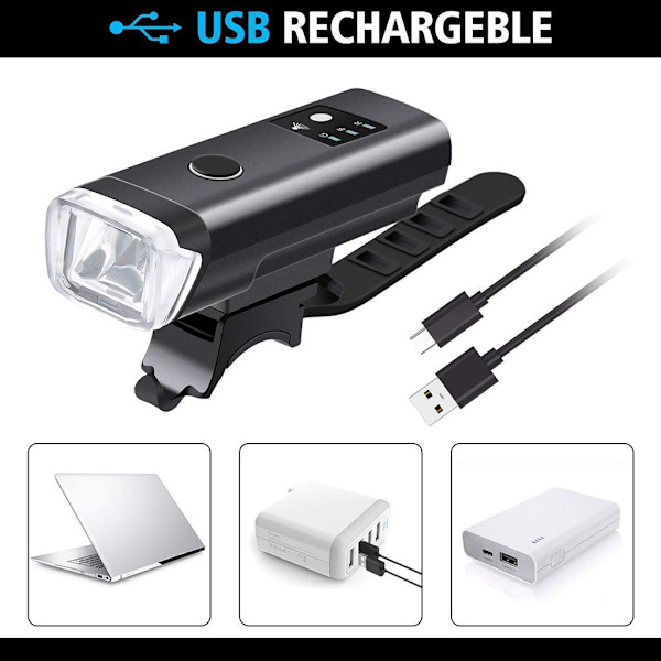 USB-latattava pyörävalosarja, 8+ tunnin akun kesto