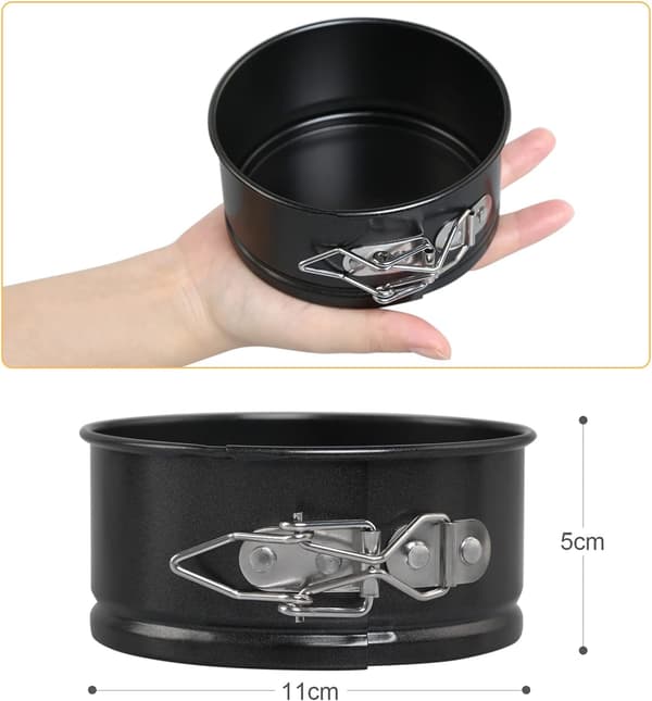 4 stk. (Sort, 11 cm) Kageforme til Bagning, 4 tommer Mini Springform