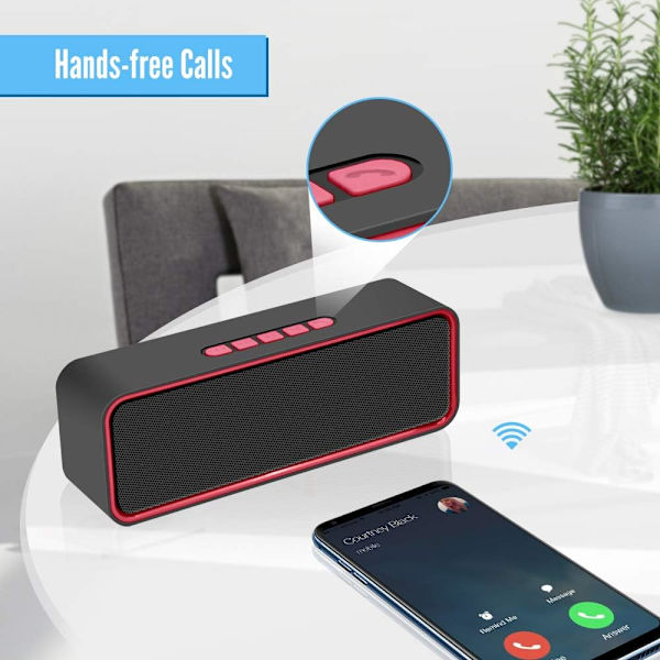 (Röd) Bärbar Trådlös Högtalare, Bluetooth 5.0 med 3D HiFi