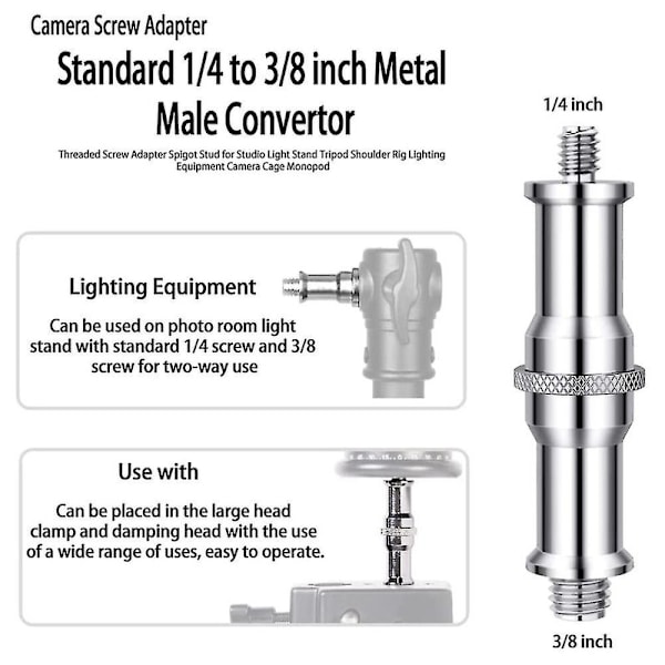 5 Standard 1/4 till 3/8 tum metallhane-adaptergängskruvar