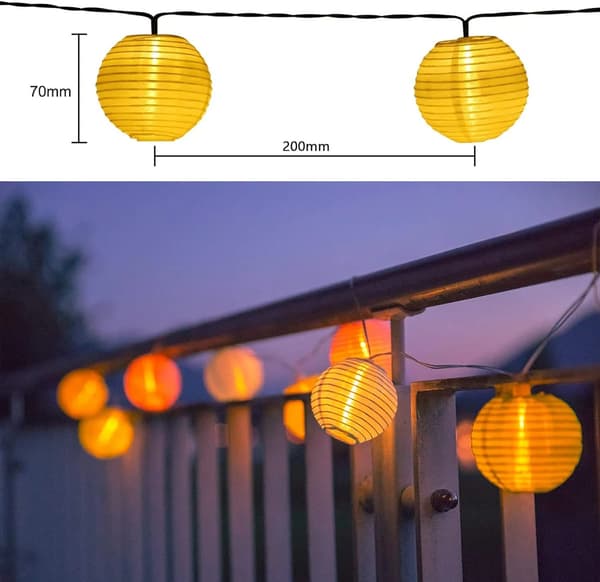 Aurinkopaneelit ulkokäyttöön - 6 metriä 30 LED-lyhtyä - 8 tilaa -