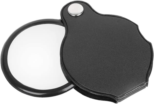 3 stk. Mini Foldbar Lommeforstørrelsesglas 5X Optisk Glas med Læder