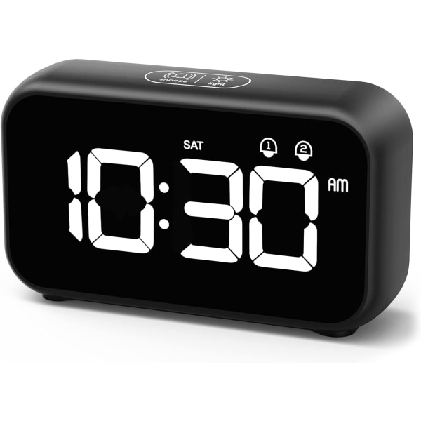 LED Digital Väckarklocka med Snooze-funktion, 2 Alarm, 12/24H