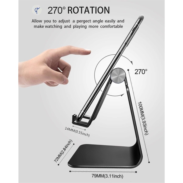 Justerbar Telefonholder, Sort Holder