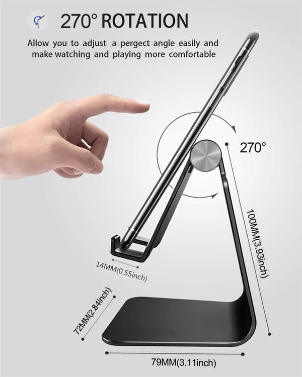 Justerbar Telefonholder, Svart Holder