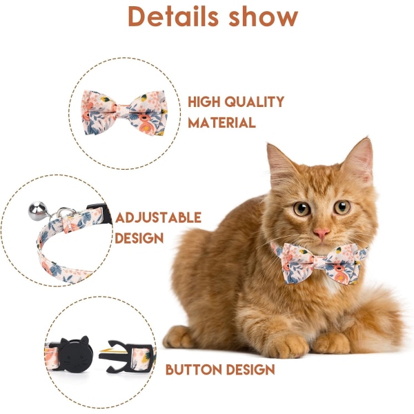 2pcs Cat Collars Detachable Bow Tie Bandana, Pet Collars Dog