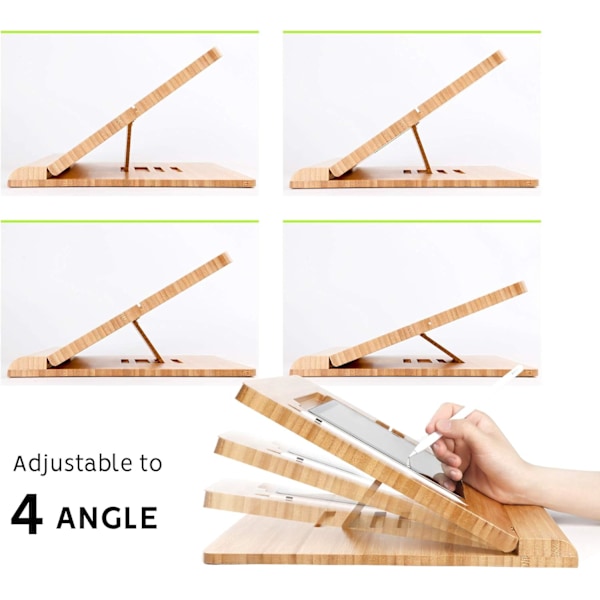 Tablet Stand Holder Justerbar Foldbar, Multi-Vinkel Bambus Træ