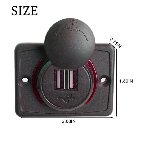 1 stk sort bilbus modifikation, bilopladning, dobbelt USB oplader,